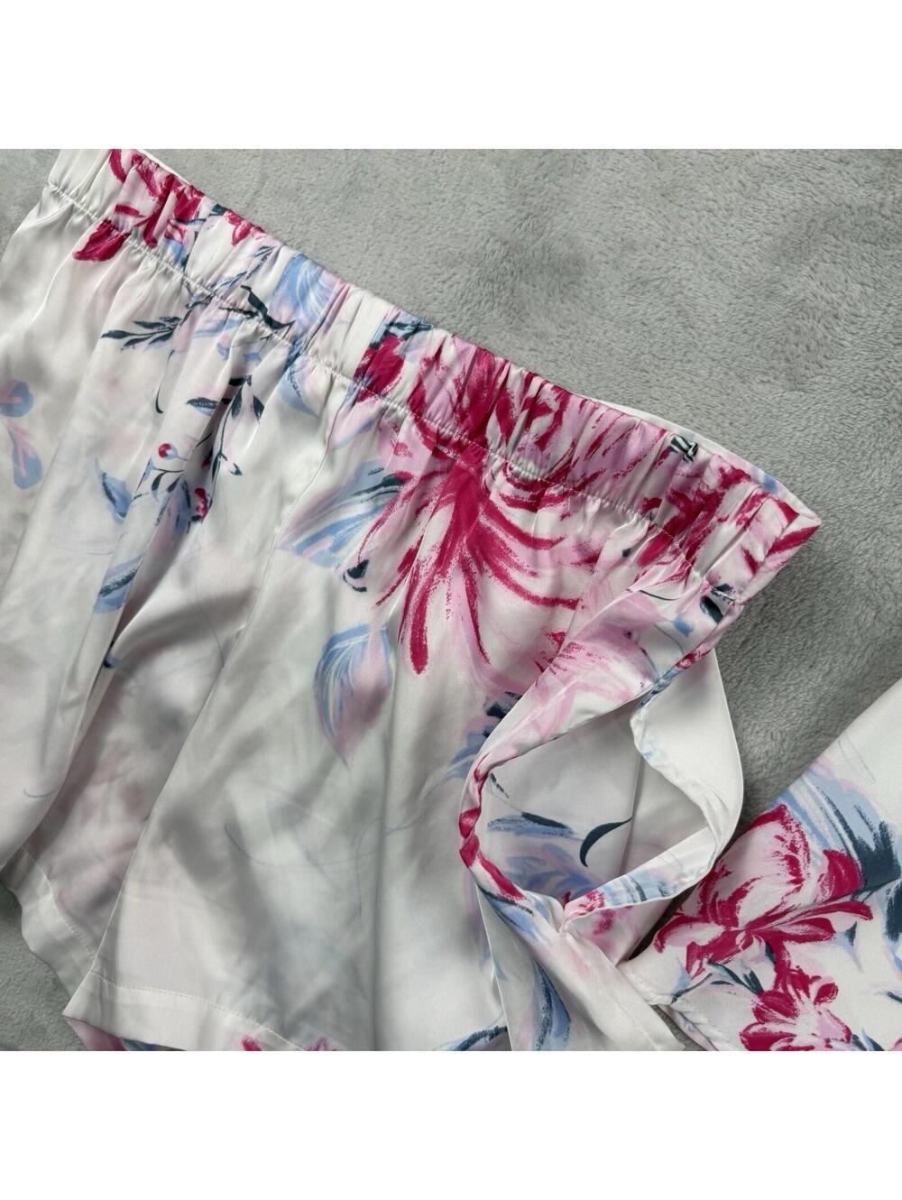 La Vie En Rose Pajama Set Womens Small Floral Satin Cami Top Shorts Sleepwear - Picture 10 of 11